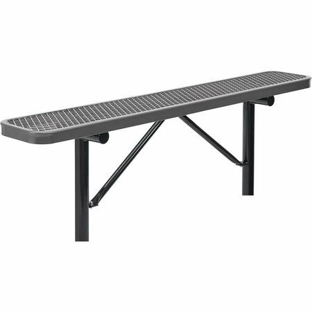 GLOBAL INDUSTRIAL 6ft Outdoor Steel Flat Bench, Expanded Metal, In Ground Mount, Gray 277156IGY
